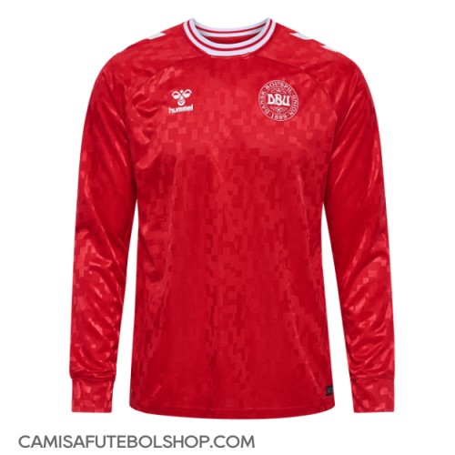 Camisa de time de futebol Dinamarca Replicas 1º Equipamento Europeu 2024 Manga Comprida